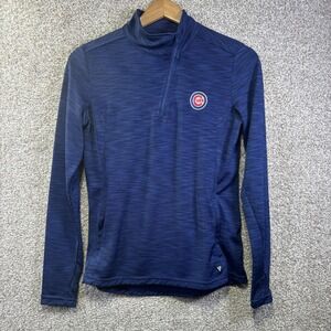 Chicago Cubs Shirt Womens Medium Blue MLB Baseball Levelwear 1/4 Zip Pullover
